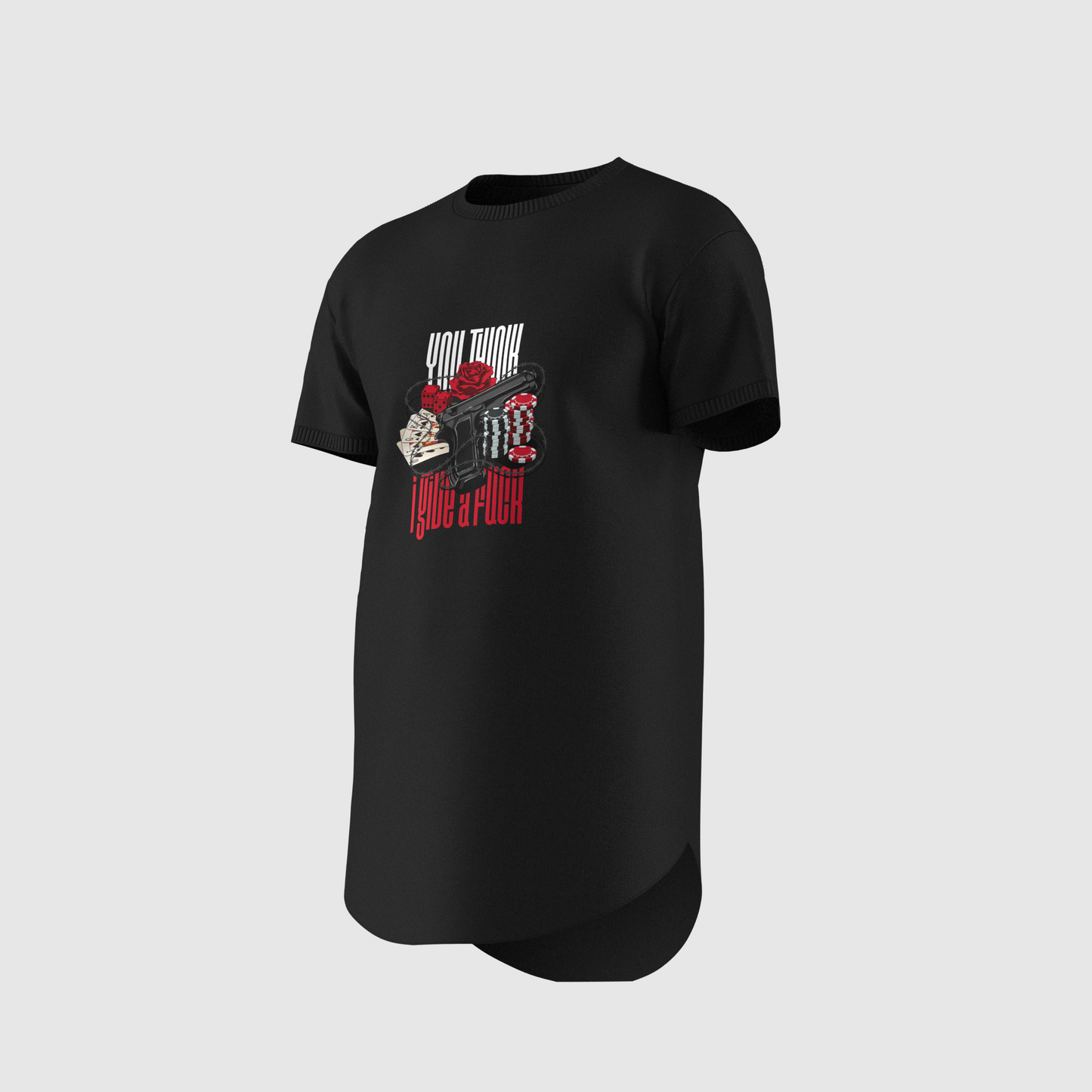 You Think I Give a F*ck Long Body Short Sleeve Crew