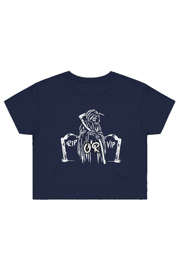 VIP or RIP Crop Tee [Navy Blue]