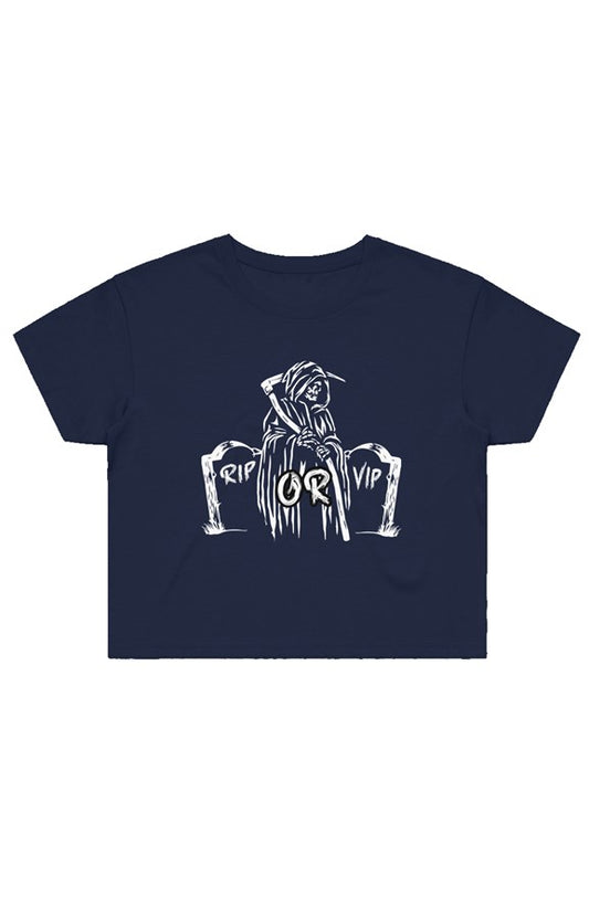 VIP or RIP Crop Tee [Navy Blue]